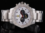 Replica Ferrari-Uhr Chronograph Arbeits Komplett aus Edelstahl mit weißem Lünette und weißem Zifferblatt-- BWS0350